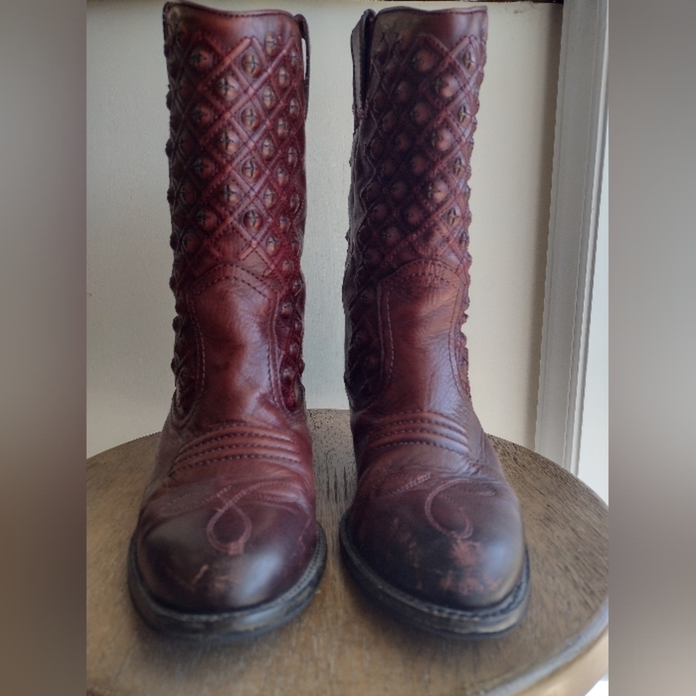 Lucky Brand Leather Madonna Studded Cowboy Cowgirl Grunge Moto Size 7 to 7.5 - Picture 9 of 12